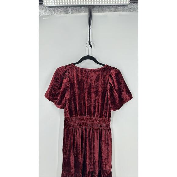 Anthropologie The Somerset Maxi Dress: Velvet Edition maroon holiday fall winter - Picture 9 of 11